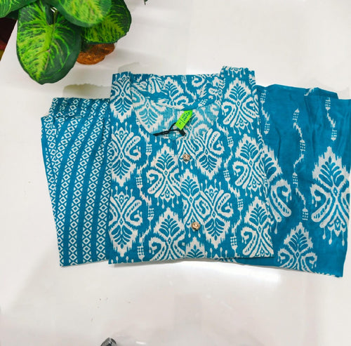 Blended Cotton Kurti with Pant & Dupatta Set