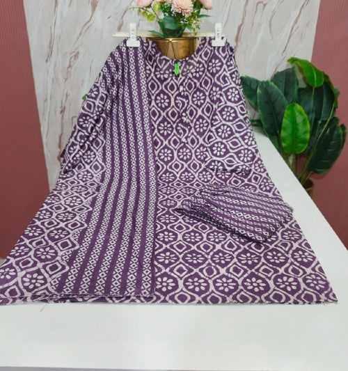 Blended Cotton Kurti with Pant & Dupatta Set