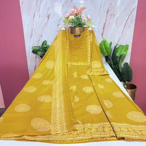 Rayon Kurti with Cotton Dupatta Set