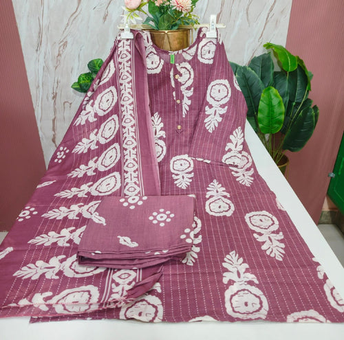 Blended Cotton Kurti with Pant & Dupatta Set