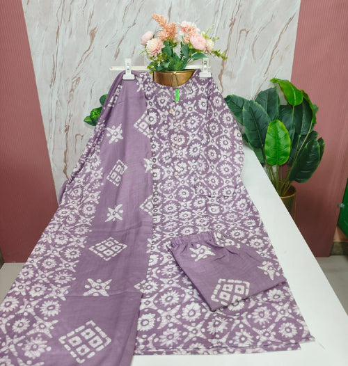 Blended Cotton Kurti with Pant & Dupatta Set
