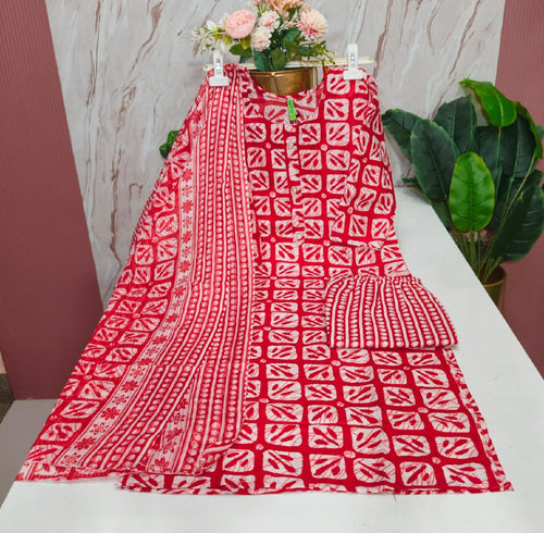 Blended Cotton Kurti with Pant & Dupatta Set