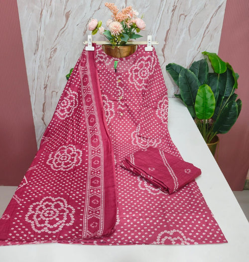 Blended Cotton Kurti with Pant & Dupatta Set