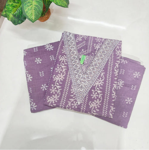 Blended Cotton Kurti with Pant & Dupatta Set