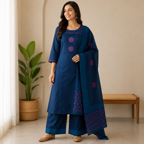 Premium Cambric Cotton 3-Piece Suit Set