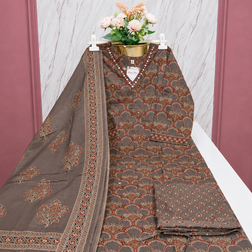 Premium Coffee Brown 60s Cotton 3-Piece Set