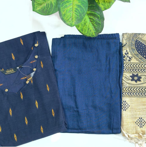 Premium Raw Silk 3-Piece Kurti Set