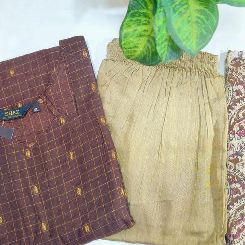 Premium Raw Silk 3-Piece Kurti Set