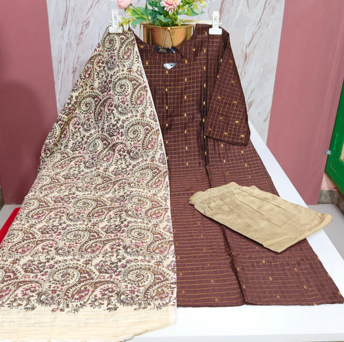 Premium Raw Silk 3-Piece Kurti Set