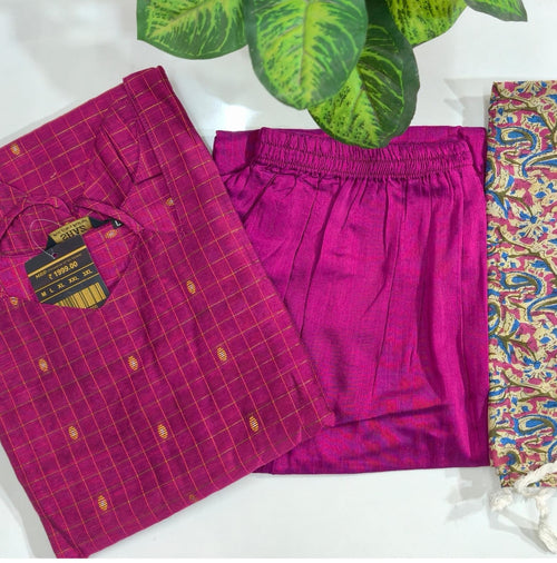 Premium Raw Silk 3-Piece Kurti Set
