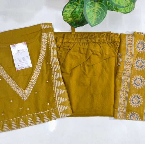 Mustard Yellow 60s Cotton Three-Piece Set