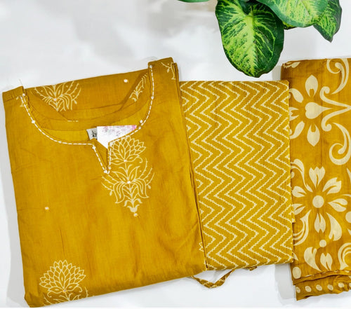 Premium Mustard Yellow 60s Cotton 3-Piece Set
