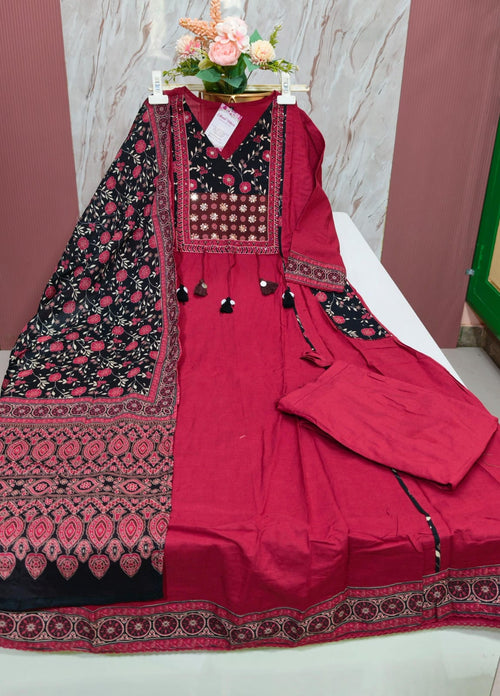 Premium 60s Cotton A-Line Umbrella Kurti Set