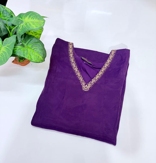 Royal Purple Mul Chanderi Anarkali Dress
