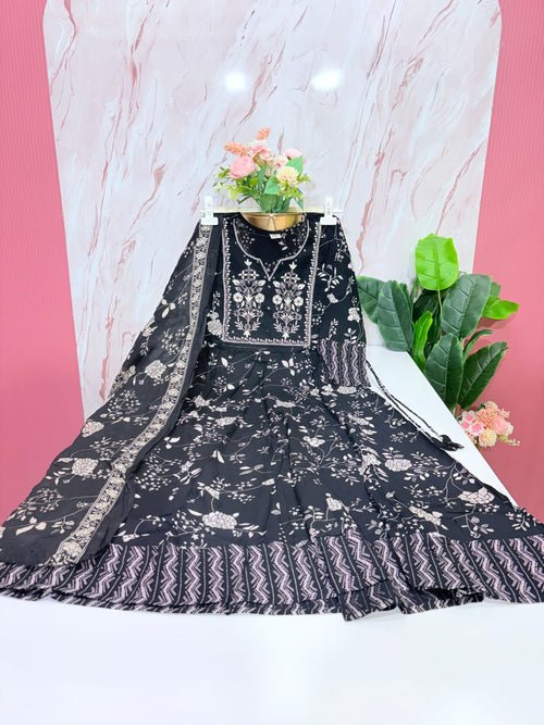 Black Rayon Kurti with Dupatta