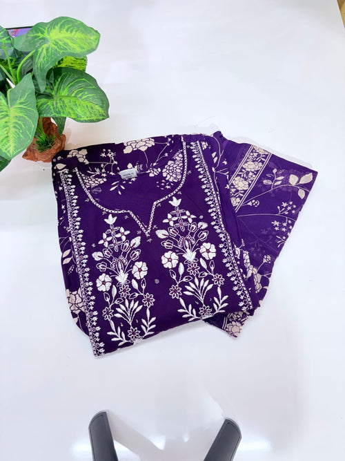 Purple Rayon Kurti with Dupatta