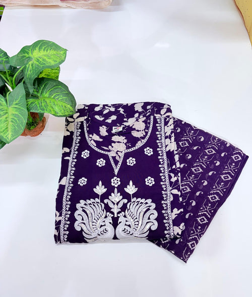Purple Rayon Single Umbrella Kurti Set