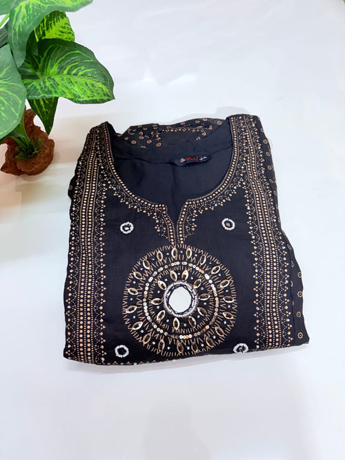 Soft Cotton Single Umbrella Kurti – Black