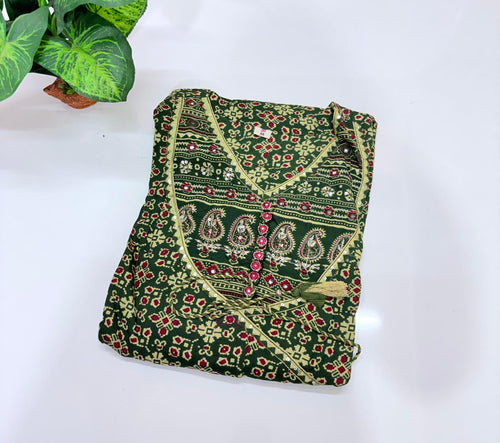 Rayon Single Umbrella Kurti – Olive Green