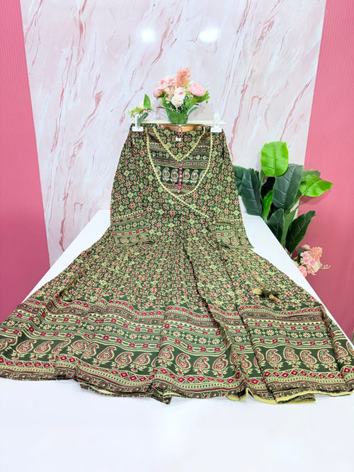 Rayon Single Umbrella Kurti – Olive Green