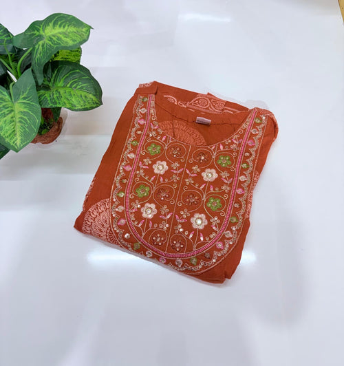 Cotton Single Umbrella Kurti – Rust Orange