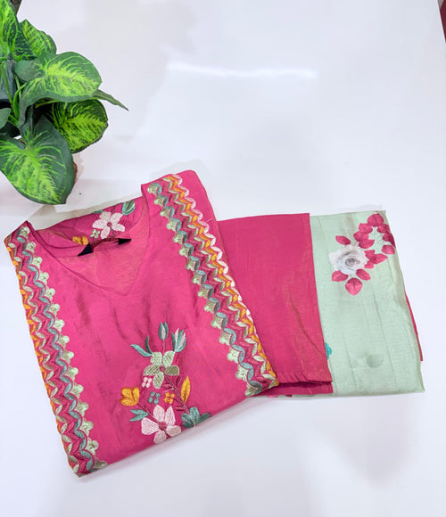 Fancy 3 Piece Straight Cut Embroidered Salwar Set with Dupatta