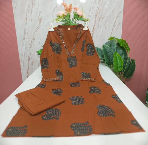 60s Count Cotton Kurti with Embroidery Work