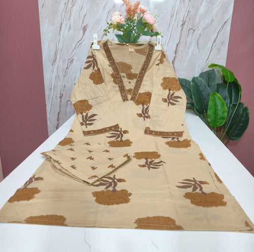 60s Count Cotton Kurti with Embroidery Work