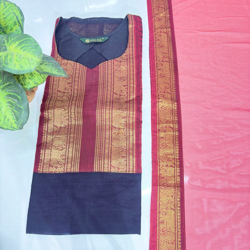 Kanchi Cotton Straight Cut Top with Georgette Dupatta