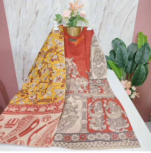 Kalamkari Print Cotton Kurti with Dupatta