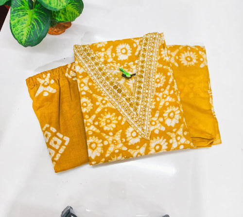 Blended Cotton Kurti with Pant & Dupatta Set