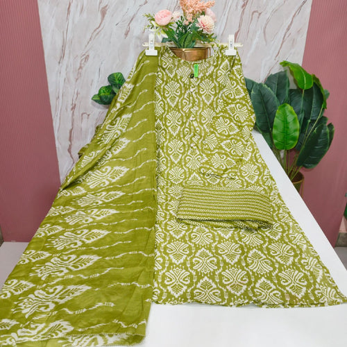 Blended Cotton Kurti with Pant & Dupatta Set