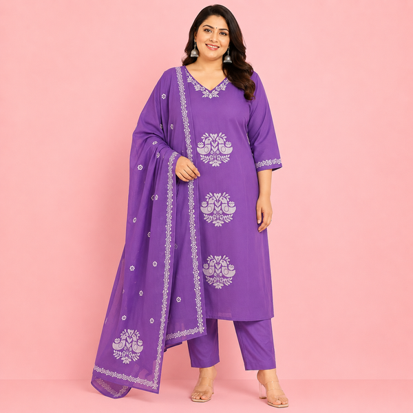 Plus Size Cotton Salwar Set