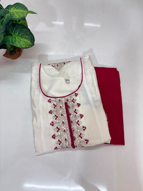 Roman Silk A-Line Anarkali with Embroidery