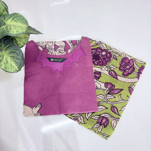 Kalamkari Print Cotton Kurti with Dupatta