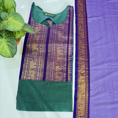 Kanchi Cotton Straight Cut Top with Georgette Dupatta