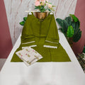 Rayon Top with Handloom Cotton Pant Co-ord Set - Green