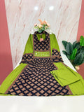 Ajrak Detailed Cotton A-Line Top with Semi Palazzo