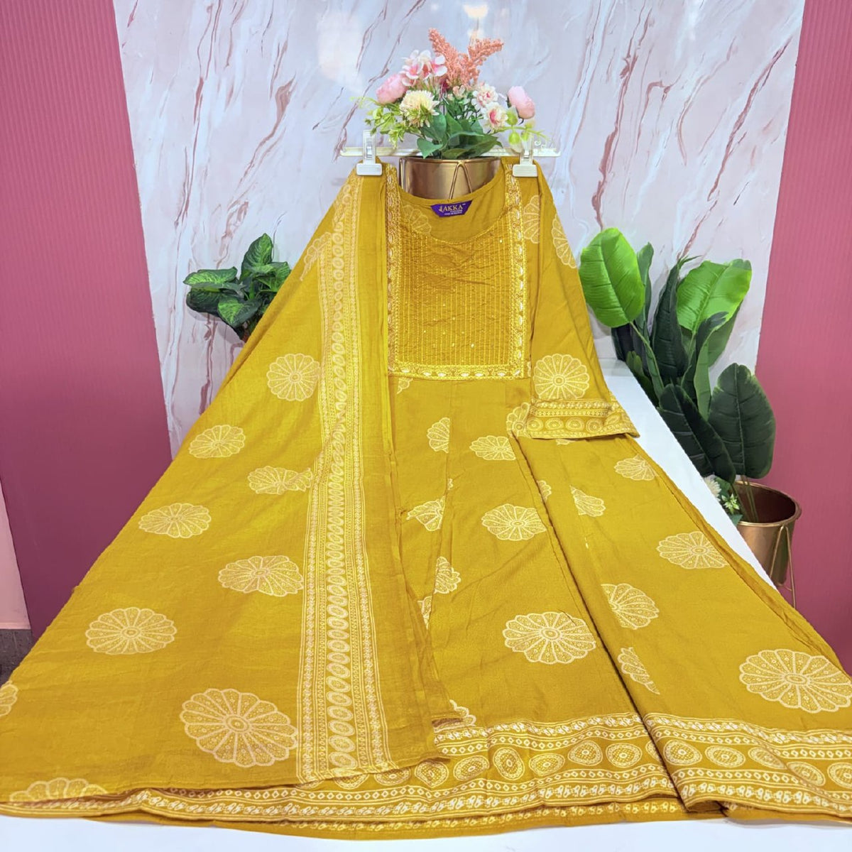 Rayon Kurti with Cotton Dupatta Set