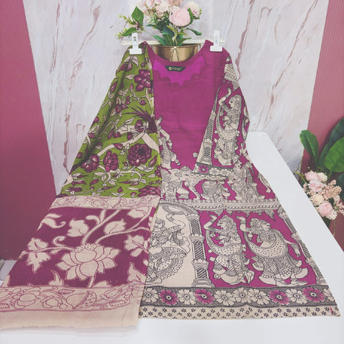 Kalamkari Print Cotton Kurti with Dupatta