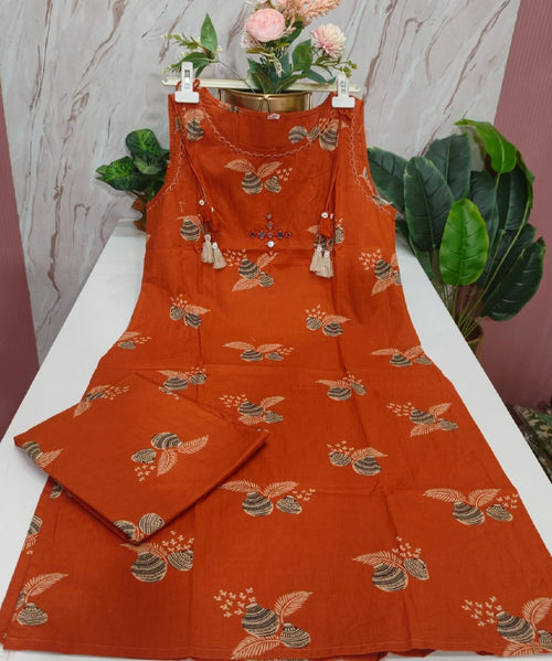 Cotton Straight Cut Kurti with Palazzo Pants