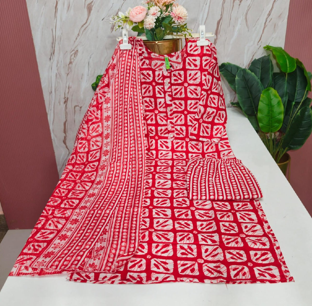 Blended Cotton Kurti with Pant & Dupatta Set