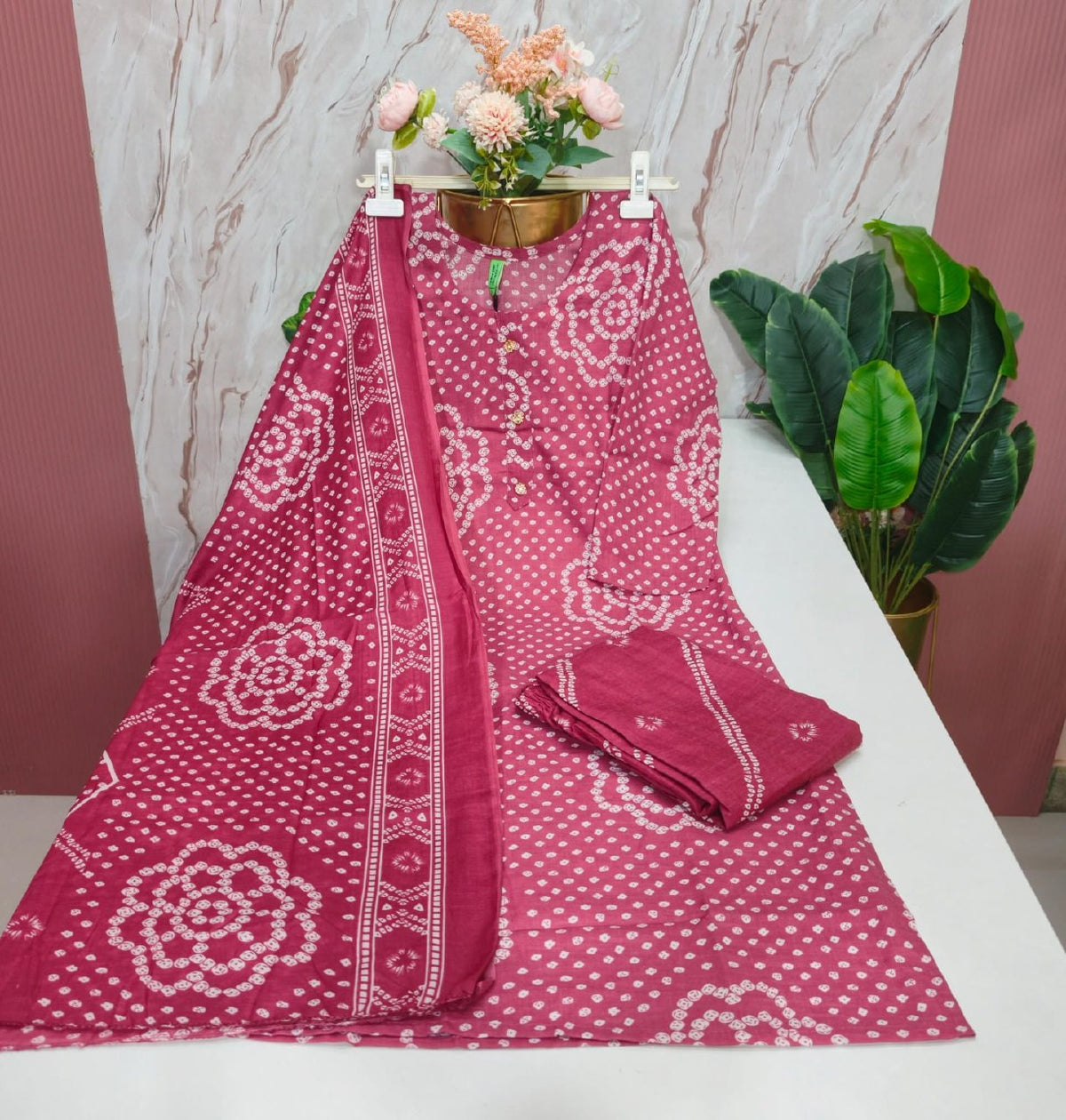 Blended Cotton Kurti with Pant & Dupatta Set