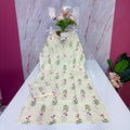 Pink Blossom Design Cotton Kurti with Lace Work