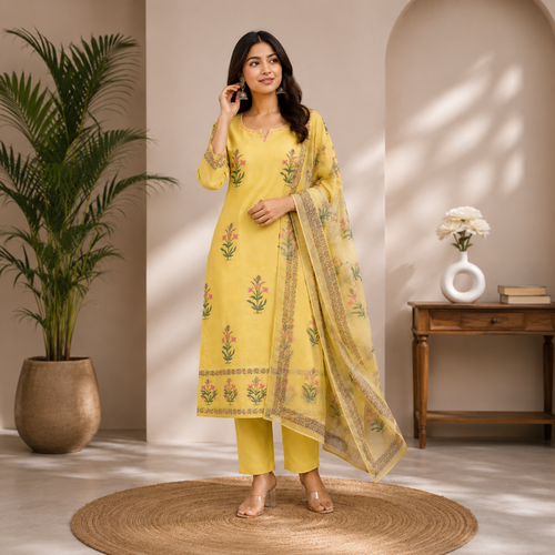 Premium Soft kotta Cotton Straight Kurti Set