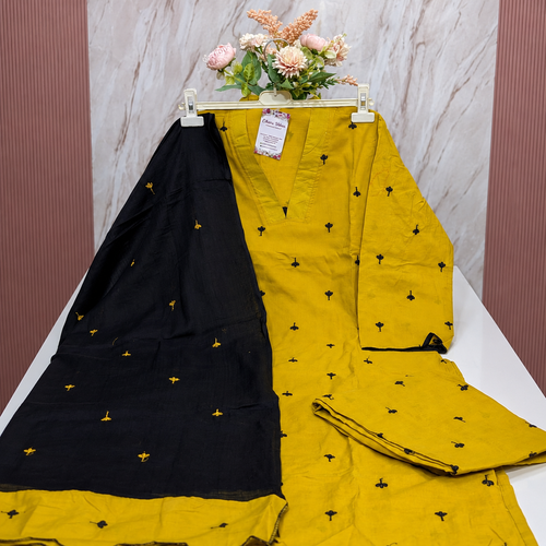 Pure Mul Cotton Embroidered 3-Piece Suit Set