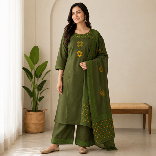 Premium Cambric Cotton 3-Piece Suit Set