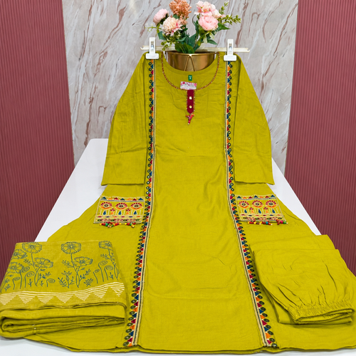 Cambric Cotton A-Line Kurti Set