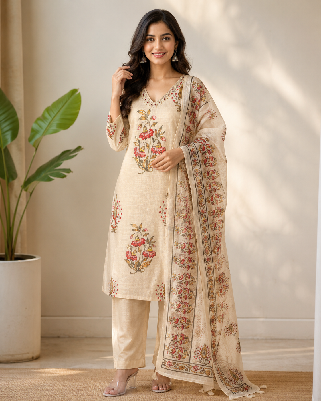 Premium Soft kotta Cotton Straight Kurti Set