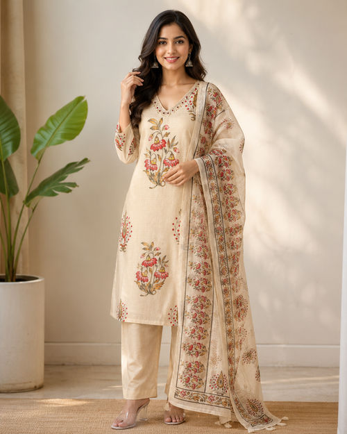 Premium Soft kotta Cotton Straight Kurti Set